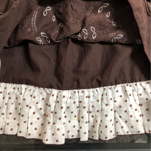 2/$10 Embroidered Flowers and Polka Dot Ruffled Boho Skirt - M - Picture 2 of 10